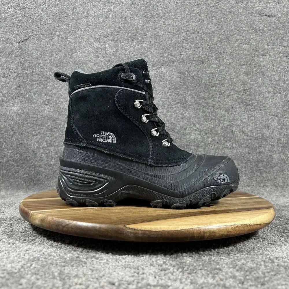 The North Face Chilkat Lace II Youth Size 3 Black Waterproof Winter Boots Used